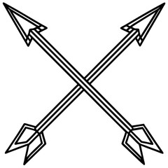 Symmetrical Arrow Cross Linework Vector