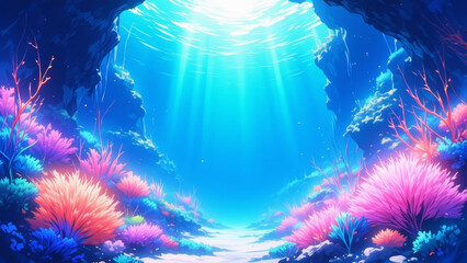 Fototapeta premium anime abstract landscape illustration background
