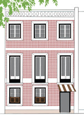 Obraz premium apartement Building urban sketch illustration