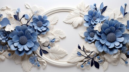 close blue and white flower frame
