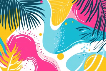 Tropical leaves abstract art summer background design