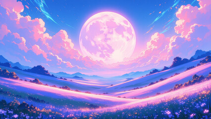 anime abstract landscape illustration background