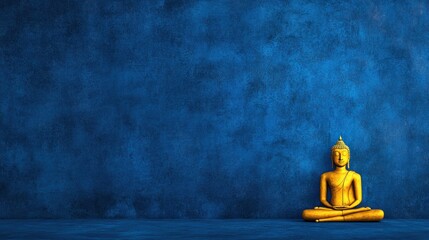 Serene Sitting Buddha Painting in Shades of Blue