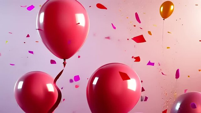 Colorful balloons with confetti, celebrating a festive occasion.