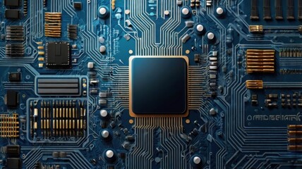 A futuristic digital background featuring an abstract AI-inspired circuit board design. Glowing lines, intricate patterns, and high-tech elements create a visually striking and modern technology-theme