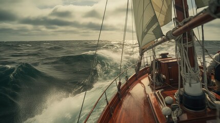 choppy wooden sailboat