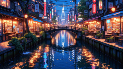  anime wallpaper japanese tokyo city architecture illustration background