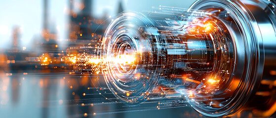 Innovative energy generation event futuristic technology hub digital art industrial environment close-up view concept of power