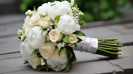 bridal white and green wedding