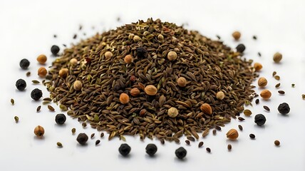 black pepper on a white background