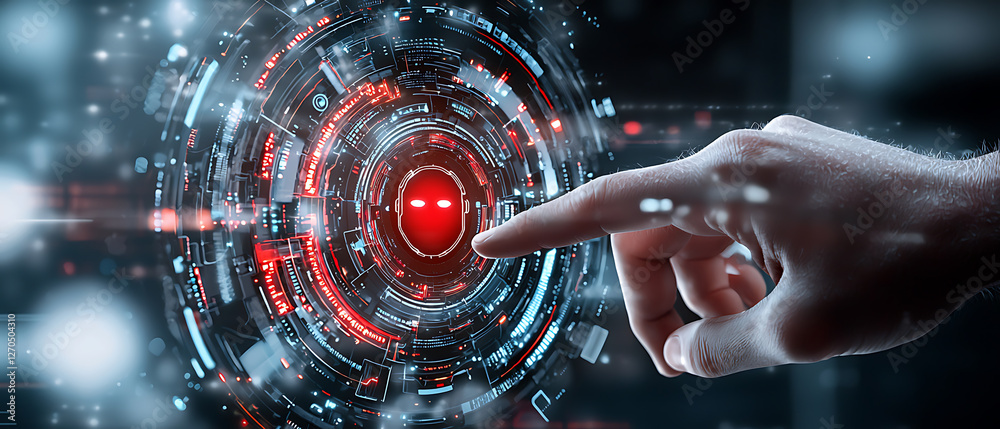 Poster interactive technology interface futuristic setting digital art virtual environment close-up view in