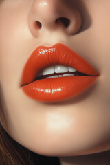 Obraz premium Artistic portrayal of lips with a sophisticated matte gloss 
