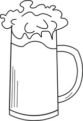 the illustration of glass of beer with a lot of foam.