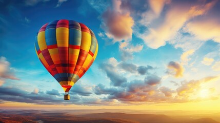 Fototapeta premium balloon blue and yellow sky