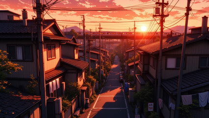 Fototapeta premium anime wallpaper japanese tokyo city architecture illustration background