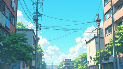  anime wallpaper japanese tokyo city architecture illustration background