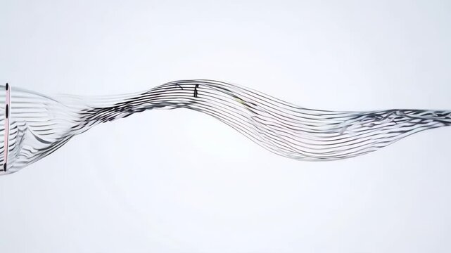 A white background with a black music notes flying. the animation concept of musical and harmony