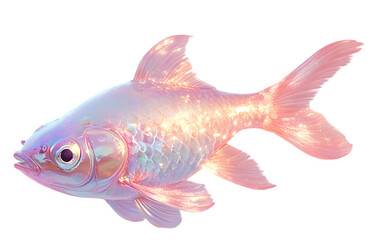 Iridescent Glittering Fish Floating in a Dreamy Pastel Glow