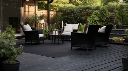 patio black rug