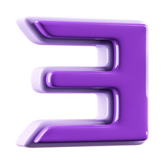 Number 3 Purple 3D illustration