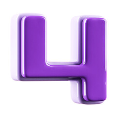 Number 4 Purple 3D illustration