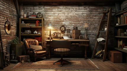 Fototapeta premium rustic basement office
