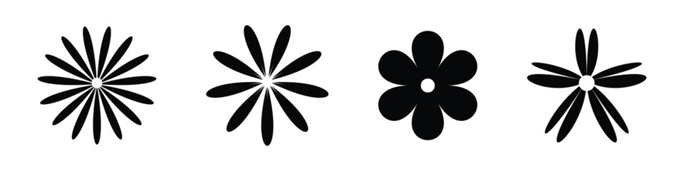 Set of daisy chamomile flower icon, flat style sweet and cute daisy flowers plant collection vector illustration.