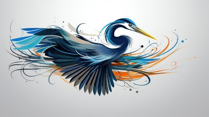 Obraz premium modern blue heron illustration