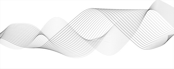 Fototapeta premium Modern abstract gray wave digital geometric Technology, data science frequency gradient lines on technology flowing smooth diagonal white background. Modern creative wave lines glowing 