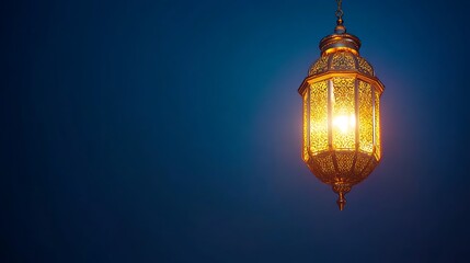 Obraz premium A Stunning Golden Ramadan Lantern Casting Warm Light.