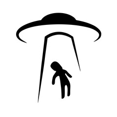 UFO Abduction Scene &ndash; Alien Spaceship Taking a Human