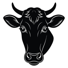Guernsey Silhouette. A clean black silhouette of a Guernsey Cow Head isolated on a white background