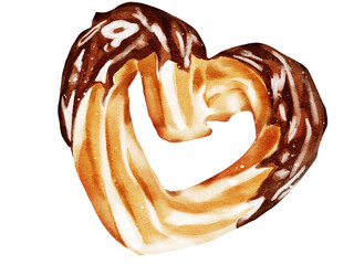 Watercolor Valentine dessert illustration