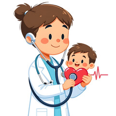 Pediatrician Examining Child's Heart with Stethoscope