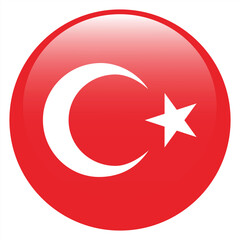 Flag of Turkey. Turkey round flag logo icon computer vector illustration design