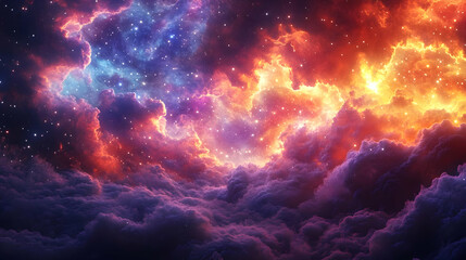 Obraz premium Fiery Colorful Nebula Space Cloudscape