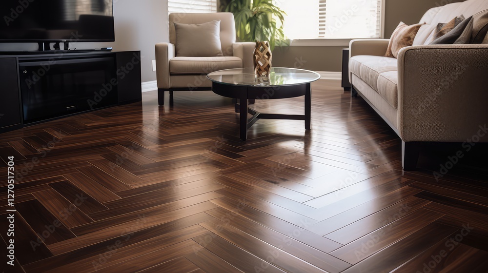 Wall mural chevron wood tile floor