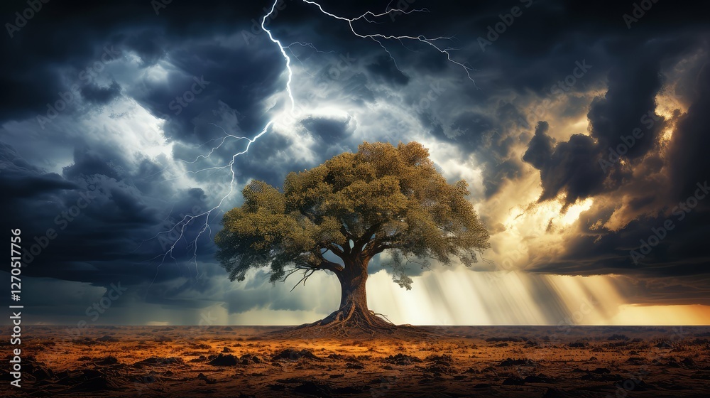 Canvas Prints thunderstorm tree seasons