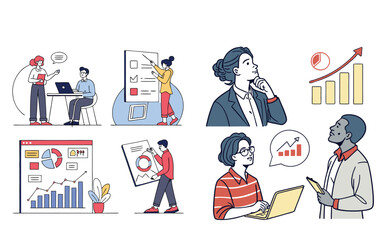 Business people set,  Business and finance concept illustrations. 