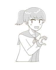 笑顔でハートポーズをする女子学生