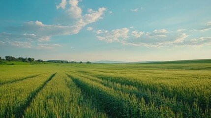 a beautiful grass and blue sky green isolated on the withe background