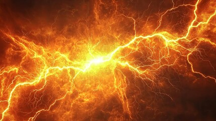 Obraz premium Bright Lightning Energy Strike Background with Fiery Glow Effect