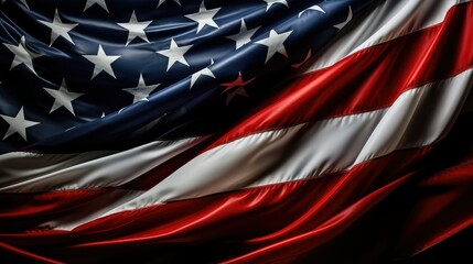 fluttering american flag on black background