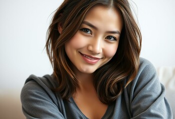 Naklejka premium Photorealistic portrait of a bored young adult woman