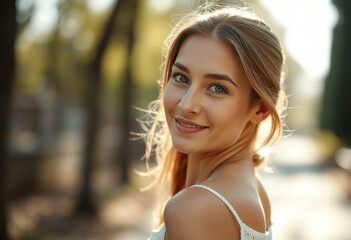 Portrait of a healthy female person in natural light