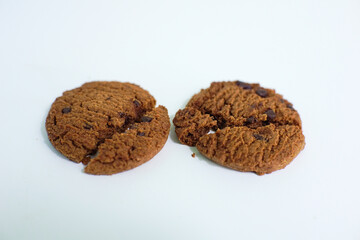 Chocolate chip cookies isolated on white background with clipping path
