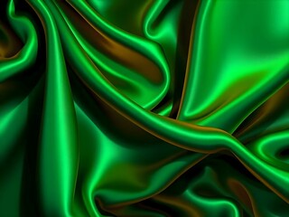 Rich, reflective emerald satin with delicate folds, offering a soft, luxurious texture and timeless elegance