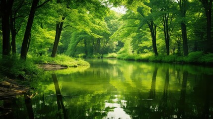 Fototapeta premium pond spring green background