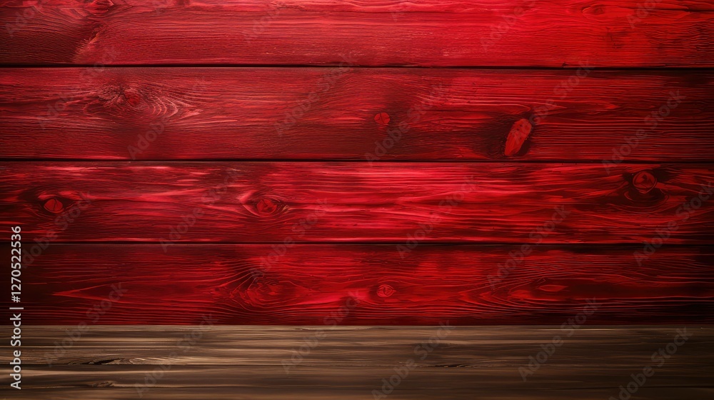 Wall mural table wood background red