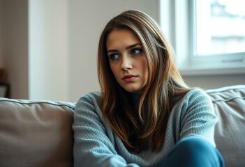 Naklejka premium Natural light portrait of a bored female